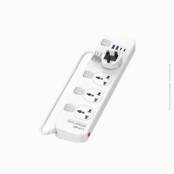 Bloc multiprise 4 prises universelles + 2 USB + 2 Type-C avec interrupteurs individuels | LDNIO SC4408C