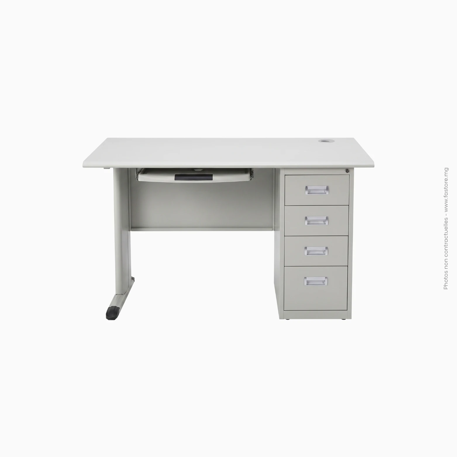 Bureau me╠ütalique Re╠üf _ KFP1107-142 Bureau métallique avec tiroirs et support clavier | KFP1107-142 – Image 1