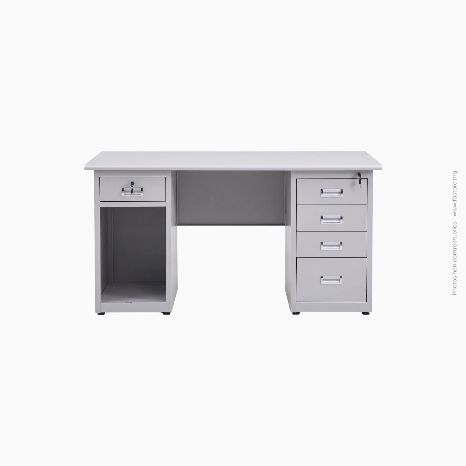 Bureau me╠ütalique Re╠üf _ KFP1107-144 Bureau métallique avec tiroirs et support clavier | KFP1107-144 – Image 1