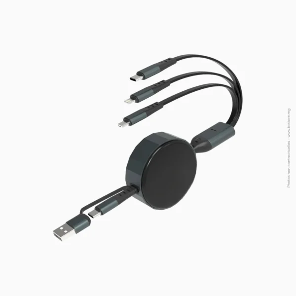 Câble USB rétractable iPhone 5 et Micro USB | Générique
