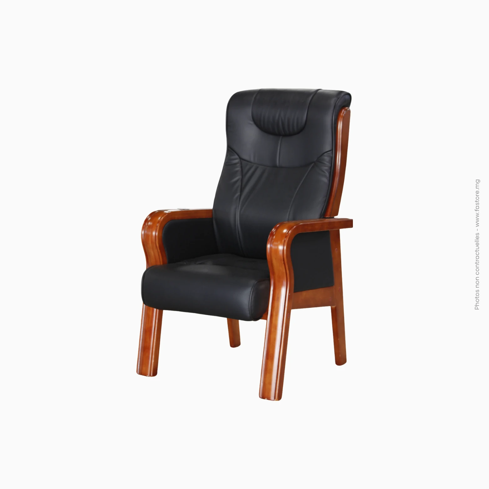 Chaise de Direction spacieux a╠Ç pied Re╠üf _ C5129 KFP1107-214 Fauteuil de direction spacieux en cuir et bois massif | C5129 KFP1107-214 – Image 1