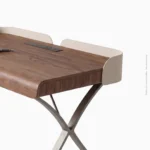 Table de bureau en bois massif et cuir | LY-002 – Image 2