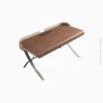 Table de bureau en bois massif et cuir | LY-002 – Image 3