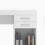 Table de bureau en mélamine blanche avec tiroirs | 51015 - 127 – Image 3
