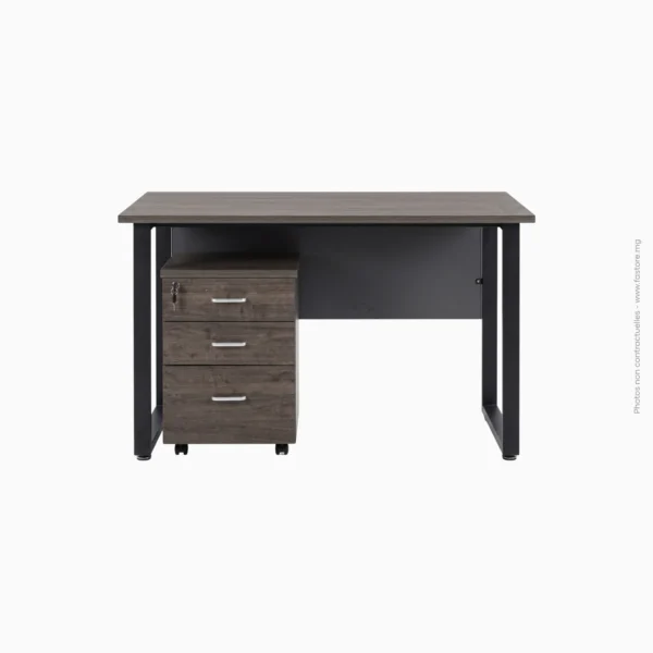 Table de bureau en mélamine et métal avec caisson mobile | HM-V1201
