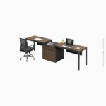 Table de bureau en mélamine et métal avec caisson | D-335