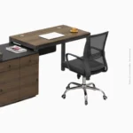 Table de bureau en mélamine et métal avec caisson | D-335 – Image 2