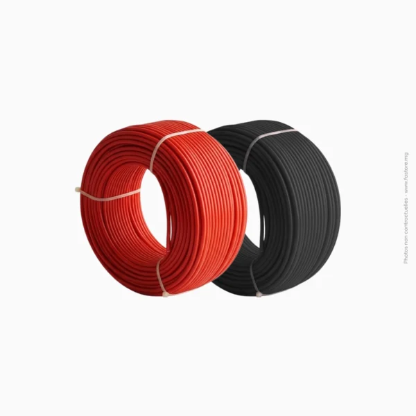 Câble solaire souple (Rouleau 50m) | 1x25mm² - Noir/Rouge PROWATT